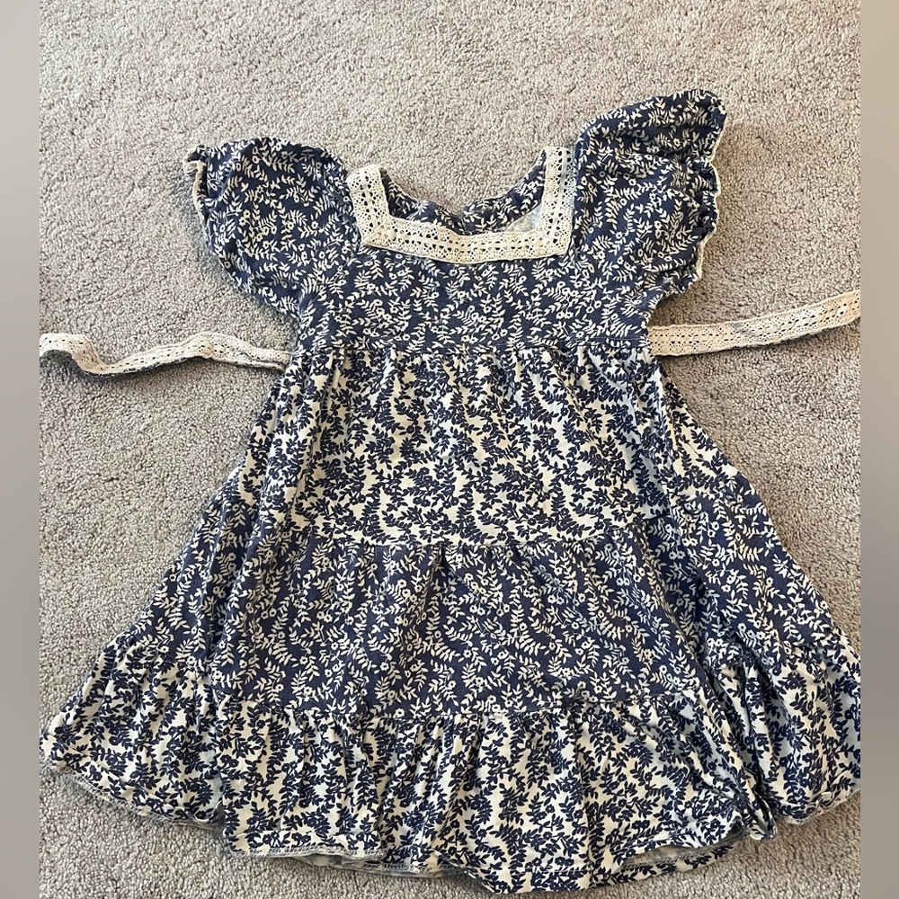 ⭐️5/$25⭐️ 3T-4T Monsoon Blue and White Floral Dress